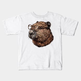 Specs 'n' Sawdust: The Bespectacled Beaver Tee Kids T-Shirt